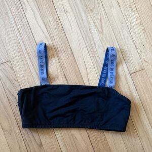 Year of Ours Black Sports Bra with Gray Straps